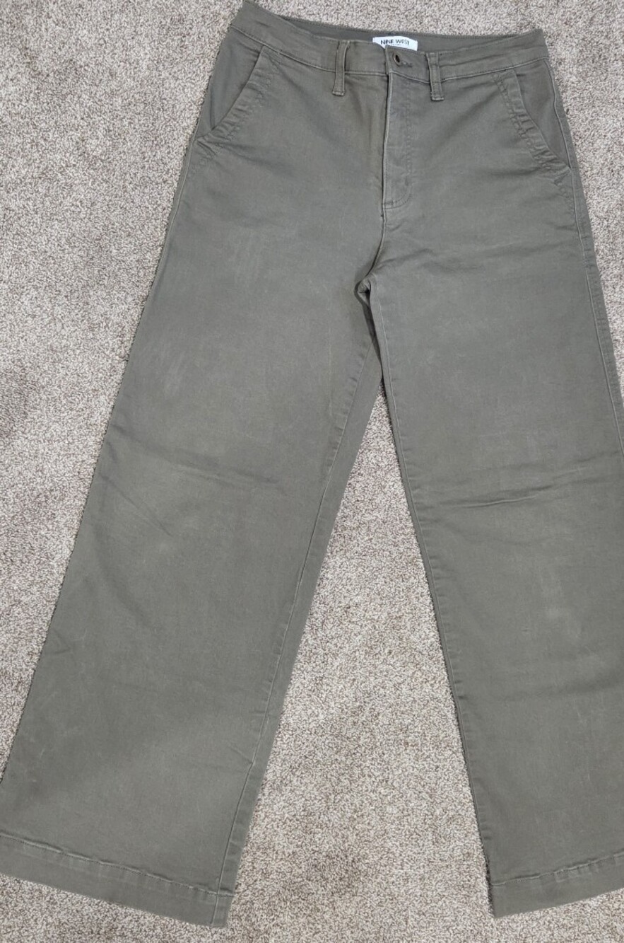 Nine West Women's Flare Jeans in Olive Green